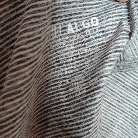 01.Algo Polo Shirt Mens Large Gray Stripe Quick Dry UV SPF 40 Performance L - Picture 6 of 8